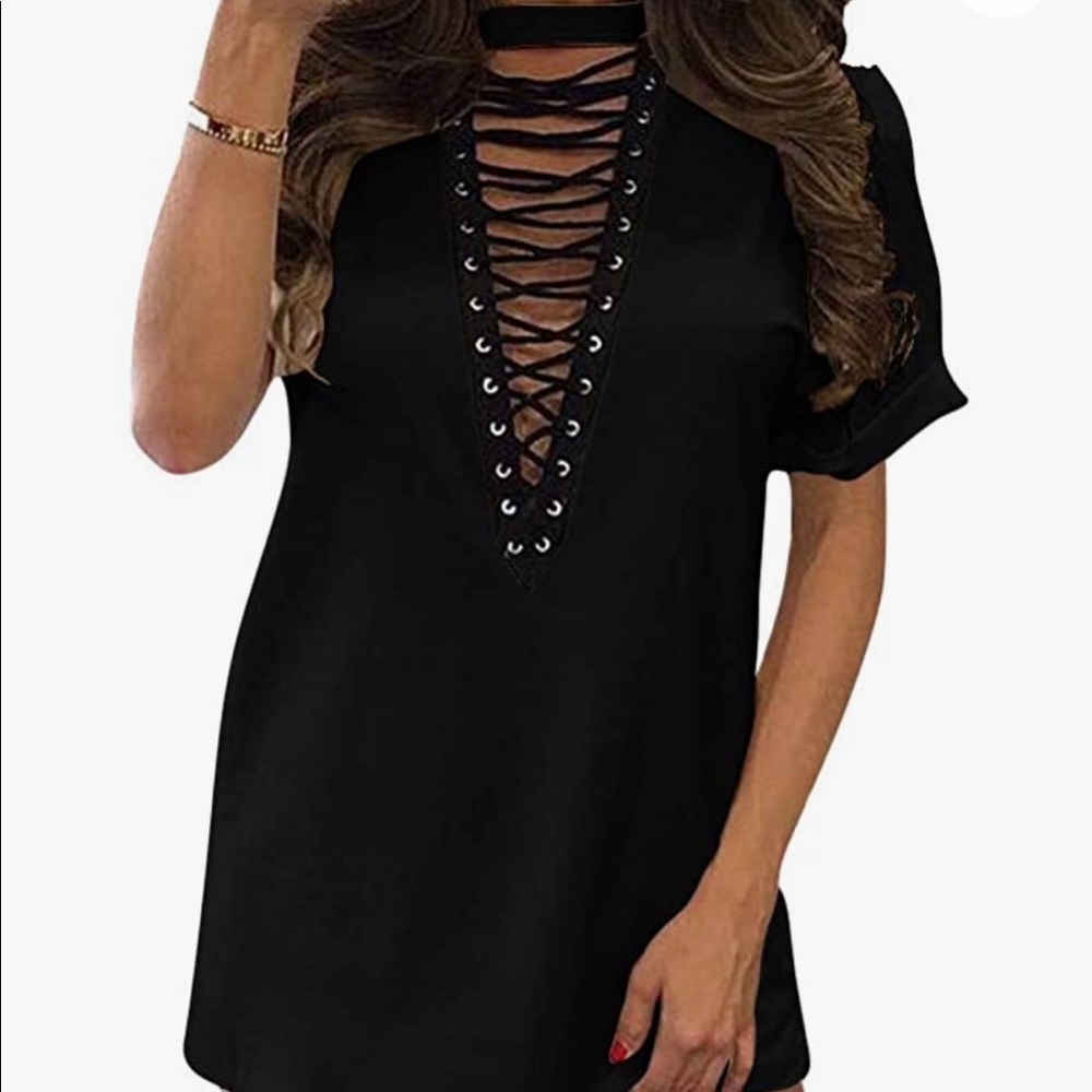 Tie up mini t shirt dress
